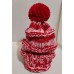 TYD-1203 : Red and Pink Handmade Knitted Hat with Red PomPom for Teens or Adults at HatsForDogs.com