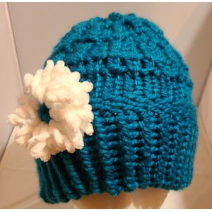 TYD-1209 : Handmade Childrens Knitted Hat with Flower at HatsForDogs.com