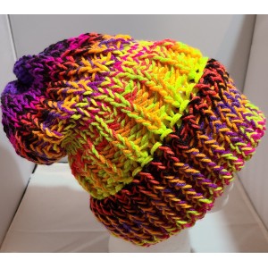 TYD-1210 : Knitted Double Brim Fun Blacklight Neon Slouchy Hat at HatsForDogs.com