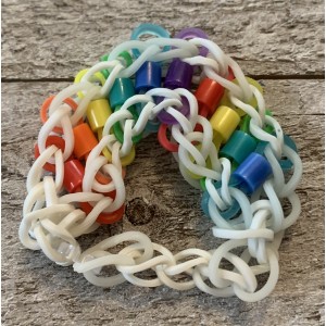 AJD-1023 : Kids White Rainbow Loom Bead Ladder Bracelet at HatsForDogs.com