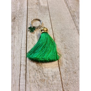 JTD-1021 : Saint Patricks Day Shamrock Green Tassel Keychain at HatsForDogs.com