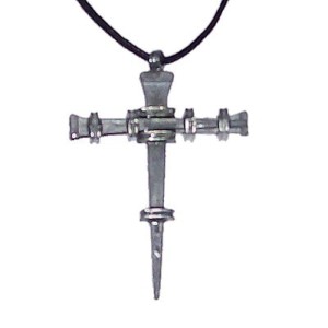 RTD-1040 : Metal Nail Cross Necklace - Cross of Nails at HatsForDogs.com