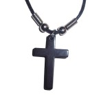 Hematite Stone Cross Pendant Necklace