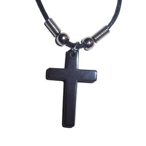 RTD-1112 : Hematite Stone Cross Pendant Necklace at HatsForDogs.com