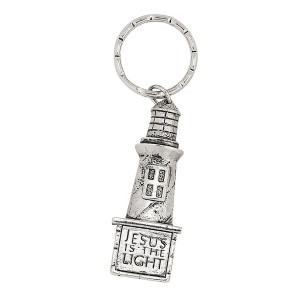 RTD-1118 : Jesus Is The Light - Metal Lighthouse Key Chain at HatsForDogs.com