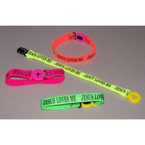 RTD-1232 : Jesus Loves Me - Neon Nylon Bracelets at HatsForDogs.com