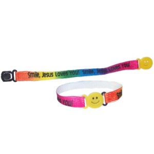 RTD-1233 : Smile, Jesus Loves You! - Neon Bracelet at HatsForDogs.com