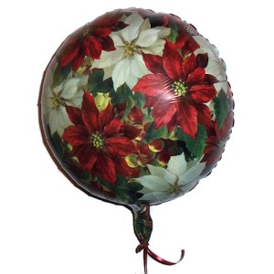 RTD-1548 : Christmas Poinsettias 18 inch Mylar Balloon at HatsForDogs.com