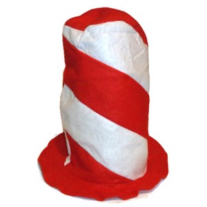 RTD-1575 : Hat without a Cat - Red and White Felt Stovepipe Hat at HatsForDogs.com