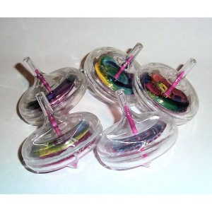 RTD-158212 : 12-Pack Clear Plastic Spinning Tops with Color Swirl Spin Wheel Inside at RTD Gifts