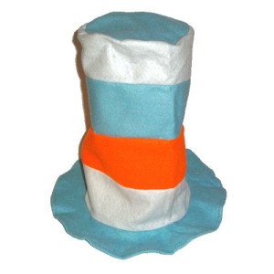 RTD-1729 : Blue, White and Orange Felt Stovepipe Hat at HatsForDogs.com