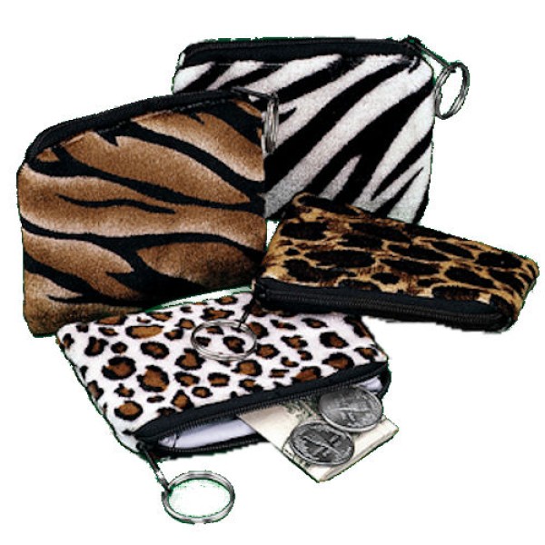 6-Pack Safari Print Plush Coin Purse Keychains 6-Pack Safari Print Plush Coin Purse Keychains
