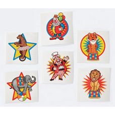 Circus Carnival Party Tattoos 36-pack