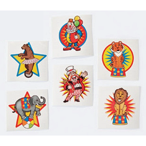 RTD-1886 : Circus Carnival Party Tattoos 36-pack at HatsForDogs.com