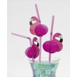 Tissue 3D Flamingo Tropical Luau Beach Party Straws