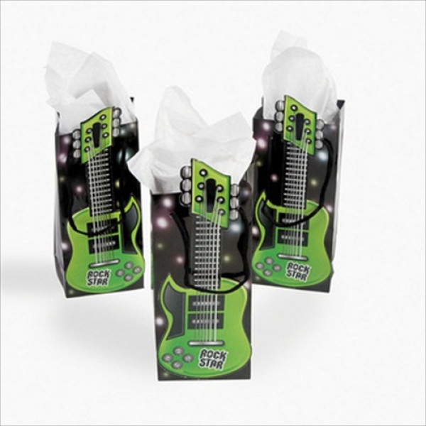 Guitar Shaped Gift Bag Rock Star Birthday Party Music Theme Favor Tote 9x3.5 Guitar Shaped Gift Bag Rock Star Birthday Party Music Theme Favor Tote 9x3.5