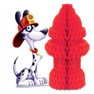 RTD-2676 : Fire Hydrant Centerpiece with Dalmatian Fire Dog at HatsForDogs.com