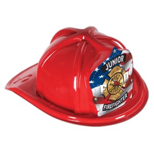 RTD-2679 : Red Plastic Junior Firefighter Fireman Hat at HatsForDogs.com