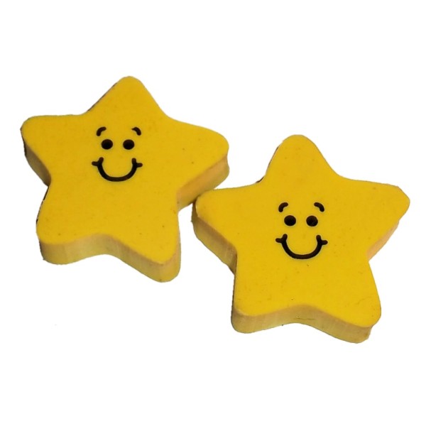12-Pack Smiley Happy Face Yellow Rubber Star Erasers