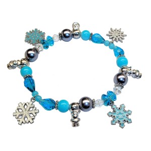 RTD-2779 : Winter Theme Snowman Beaded Snowflake Charm Bracelet at HatsForDogs.com