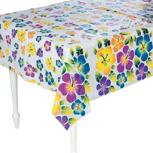 RTD-2882 : Hibiscus Flower Tablecloth for Beach Luau Party at HatsForDogs.com