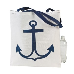 RTD-2923 : Large White Sailor Tote Bag with Blue Anchor at HatsForDogs.com