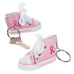 Cotton Pink Ribbon Tennis Shoe Key Chain Cotton Pink Ribbon Tennis Shoe Key Chain