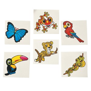 RTD-2992 : Rainforest Jungle Animal Creature Tattoos 36-pack at HatsForDogs.com