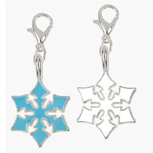 RTD-3255 : Blue or White Large Snowflake Charm on Lobster Claw Clasp at RTD Gifts