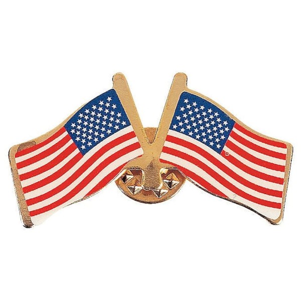 Metal Double USA American Flag Pin