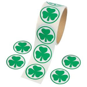 RTD-3355 : Roll of 100 St. Patricks Day Shamrock Stickers at HatsForDogs.com