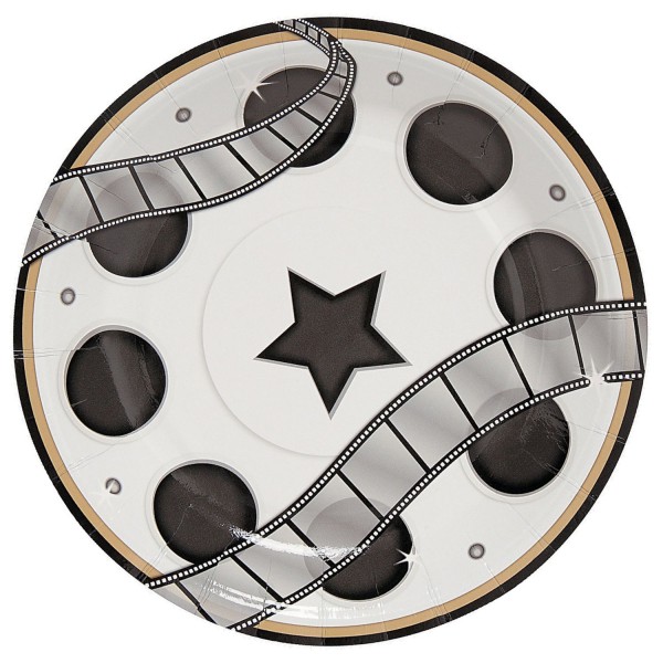 8-pack of Movie Reel Dessert Plates for Movie Night