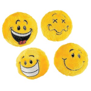 RTD-3462 : Plush Yellow Smiley Face 3 inch Emoji Bouncy Ball at HatsForDogs.com