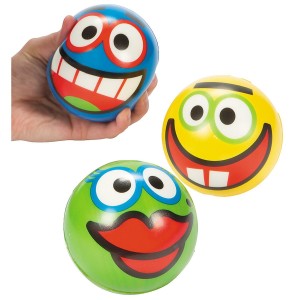 RTD-3466 : Big Goofy Face Smiley Foam 3.5 inch Ball at HatsForDogs.com