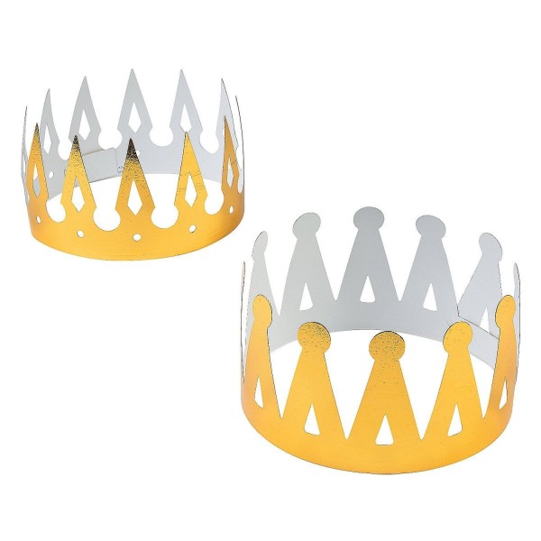 Bulk Adjustable Gold Foil Paper Crowns King Queen Princess Birthday Party Hat
