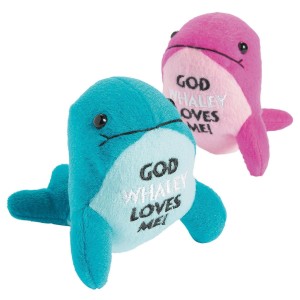 RTD-3533 : Small Plush Whale GOD WHALEY LOVES ME at HatsForDogs.com