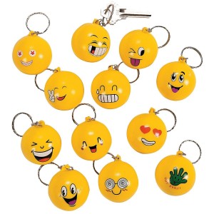 RTD-3611 : Goofy Smiley Face Emoji Stress Ball Keychain at HatsForDogs.com