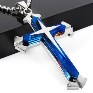 RTD-3622 : Stainless Steel Blue Cross Pendant Necklace at HatsForDogs.com
