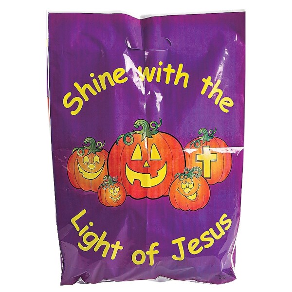 Shine With The Light of Jesus Pumpkin Large Trick-or-Treat Plastic Bags Shine With The Light of Jesus Pumpkin Large Trick-or-Treat Plastic Bags