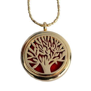 RTD-3651 : Essential Oils Aromatherapy Golden Tree of Life Locket Necklace at HatsForDogs.com
