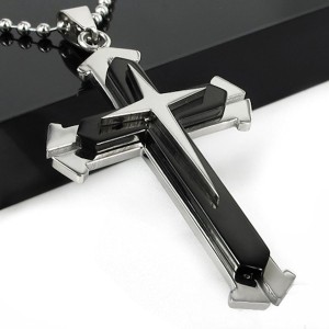 RTD-3672 : Stainless Steel Black Cross Pendant Necklace at HatsForDogs.com