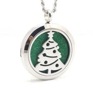 RTD-3861 : Christmas Tree Essential Oils Diffuser Stainless Steel Locket Necklace at HatsForDogs.com
