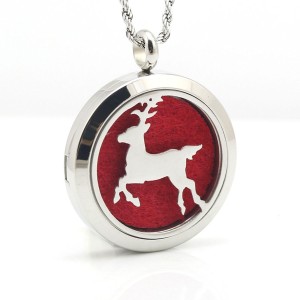 RTD-3863 : Christmas Reindeer Aromatherapy Essential Oils Diffuser Stainless Steel Locket Necklace at HatsForDogs.com