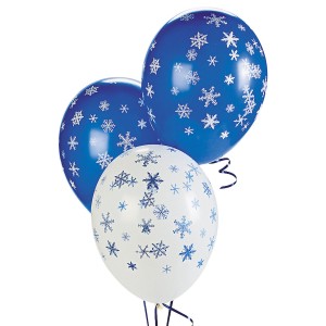 RTD-3887 : Winter Snowflake Blue and White 11 Inch Latex Balloons at HatsForDogs.com