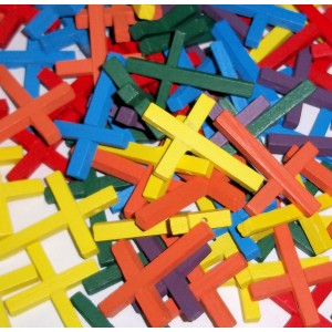 RTD-3894 : Assorted Colorful Wood Crosses w/ Hole for Cord at HatsForDogs.com