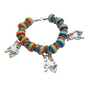 RTD-3931 : Magical Unicorn Rainbow Charm Bracelet at HatsForDogs.com
