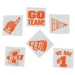 Orange Go Team Spirit Temporary Tattoos 36-Pack