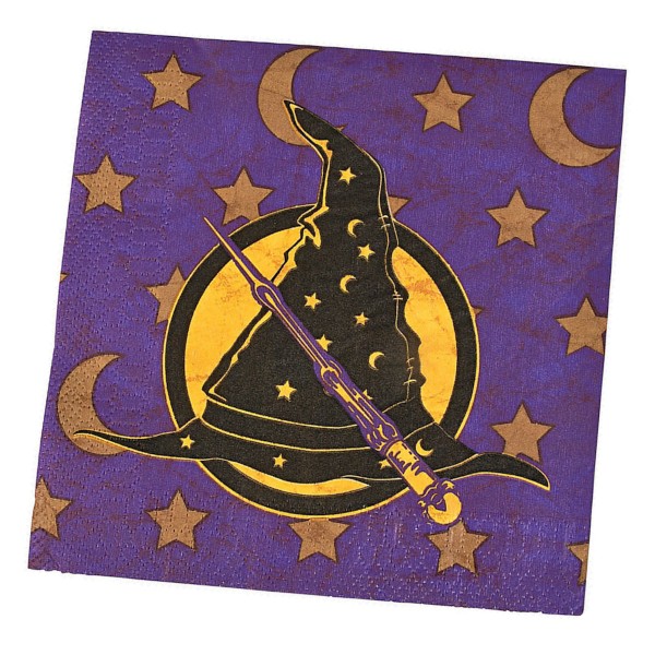 16-Pack Wizard Hat Magician Magic Wand Luncheon Napkins 16-Pack Wizard Hat Magician Magic Wand Luncheon Napkins