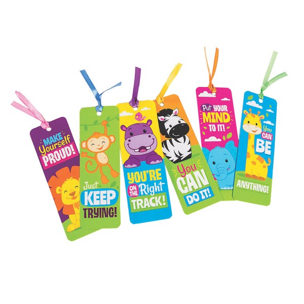6-Pack Inspirational Jungle Zoo Animal Bookmarks