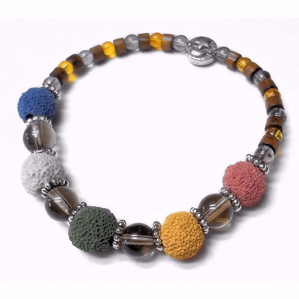 Fall Colors Lava Bead Essential Oil Diffuser Bracelet Glass Beads 7 Inch